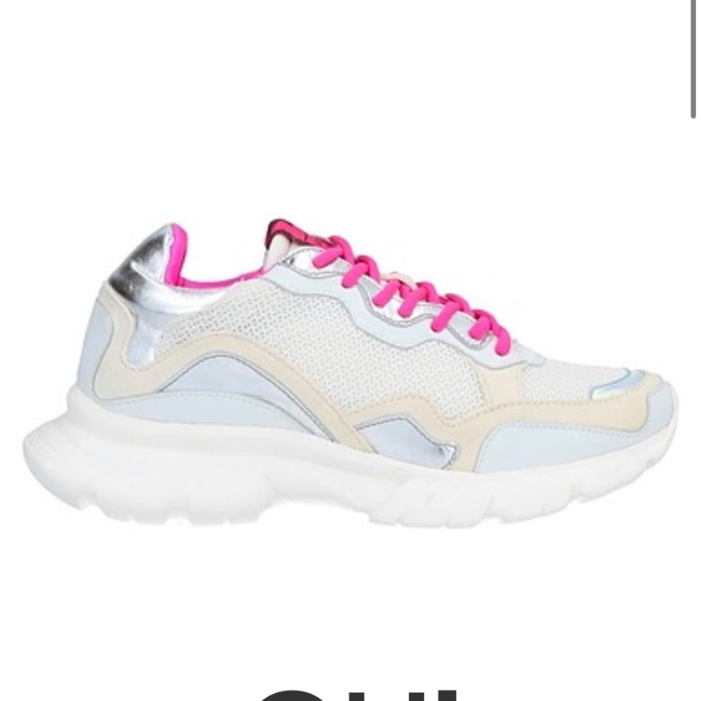 Trendy Sneakers with Silver and Pink Accents